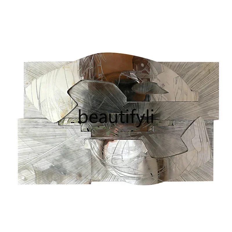 

Living Room Decorative Painting Sofa Background Wall Painting Entrance Mural Light Luxury Creative Stainless Steel Installation