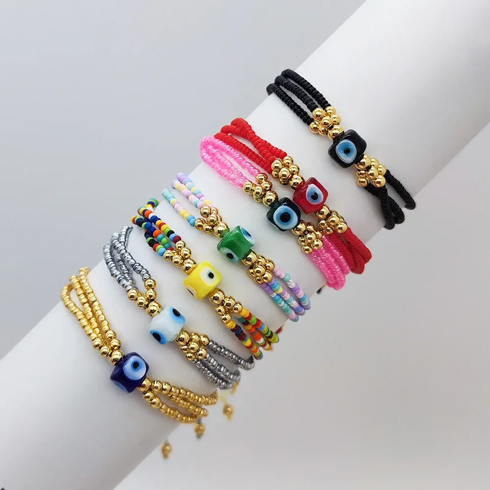 Rice bead bracelet Eye Hand knitting Bohemia Multilayer Originality Fashion Simple Adjustable Beaded bracelet