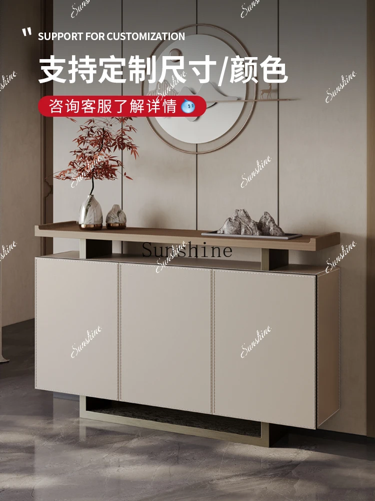New Chinese-style solid wood porch cabinet Modern living room against the wall Main door Strip counter  FT