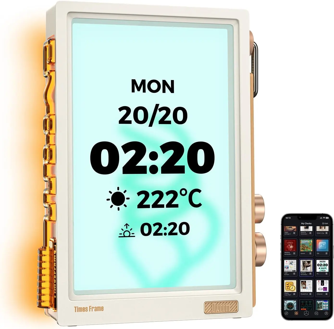 إطار صورة رقمي مقاس 10.1 بوصة IPS شفاف مع RGBLED WiFi 64GB 400+Clock Widget 50+API تغذية هدية