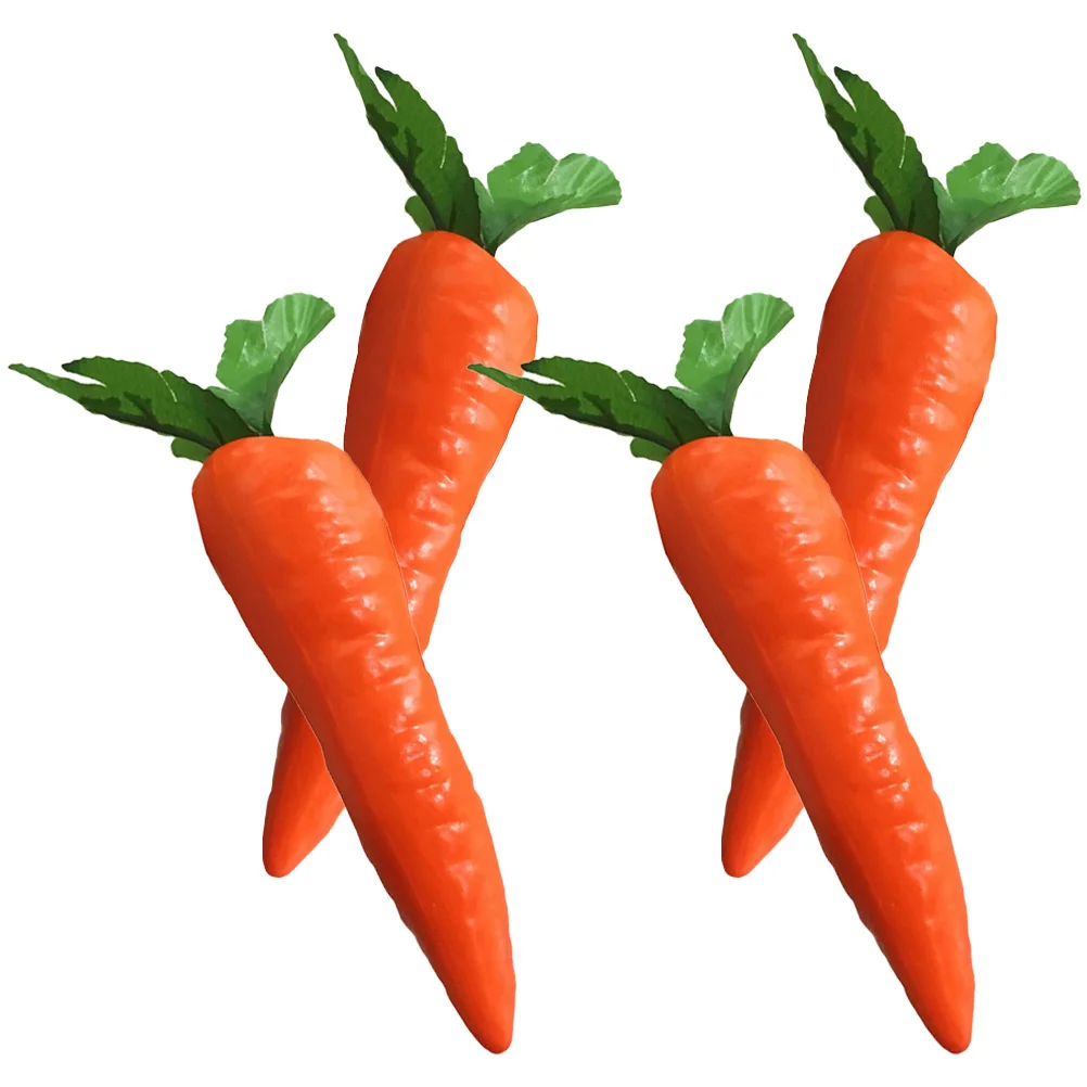 4 Pcs Realistic Carrot Models Fake Carrots for Easter Decor Foam Decorative Vegetables Artificial Carrot Props Home for Friends