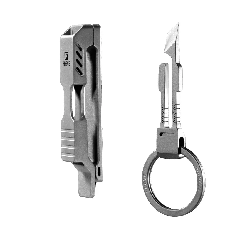 FEGVE Ti131 360°  Aerospace Grade Titanium Alloy Belt Loop Keychain, Quick Release & Insert Quick Detach Key Ring