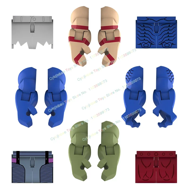 Figurines d'action de grande taille AF359, série de dessins animés bleu gris, personnages rouge vert, MOC, films, blocs de construction, accessoires, jouets, cadeaux AF357