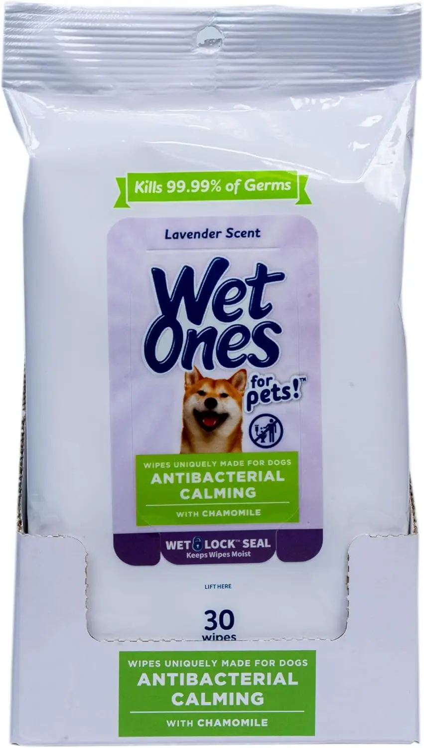 

Antibacterial Dog Wipes with Chamomile Lavender Calming Scent Kill 99.99% Germs Durable Paw Cleaning 30 Count