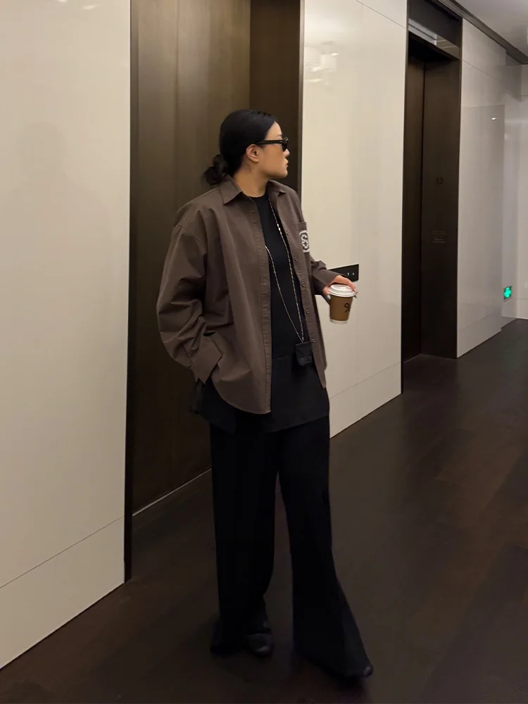 

Классическая женская рубашка оверсайз с вышивкой, на одной пуговице, простая, повседневная, деловая, больших размеров, для ношения под одеждой, летняя, стандартного кроя.