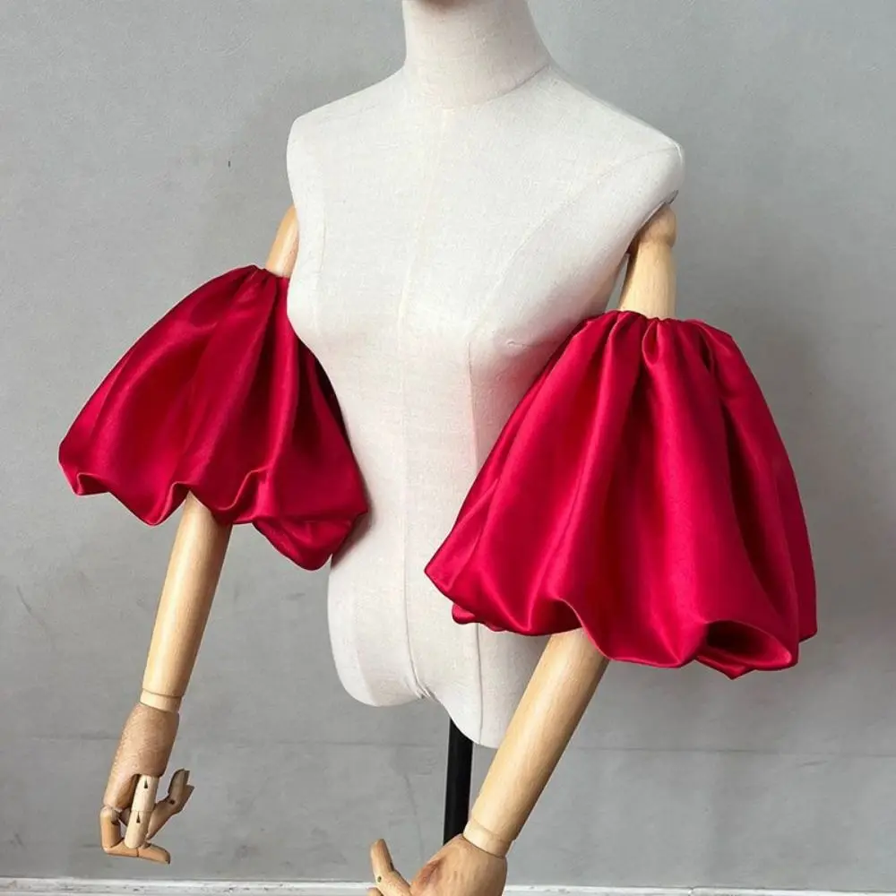 

DIY Puffy Short Sleeves Removable Satin Bubble Sleeves Elastic Party Sleeves Wedding Accessory
