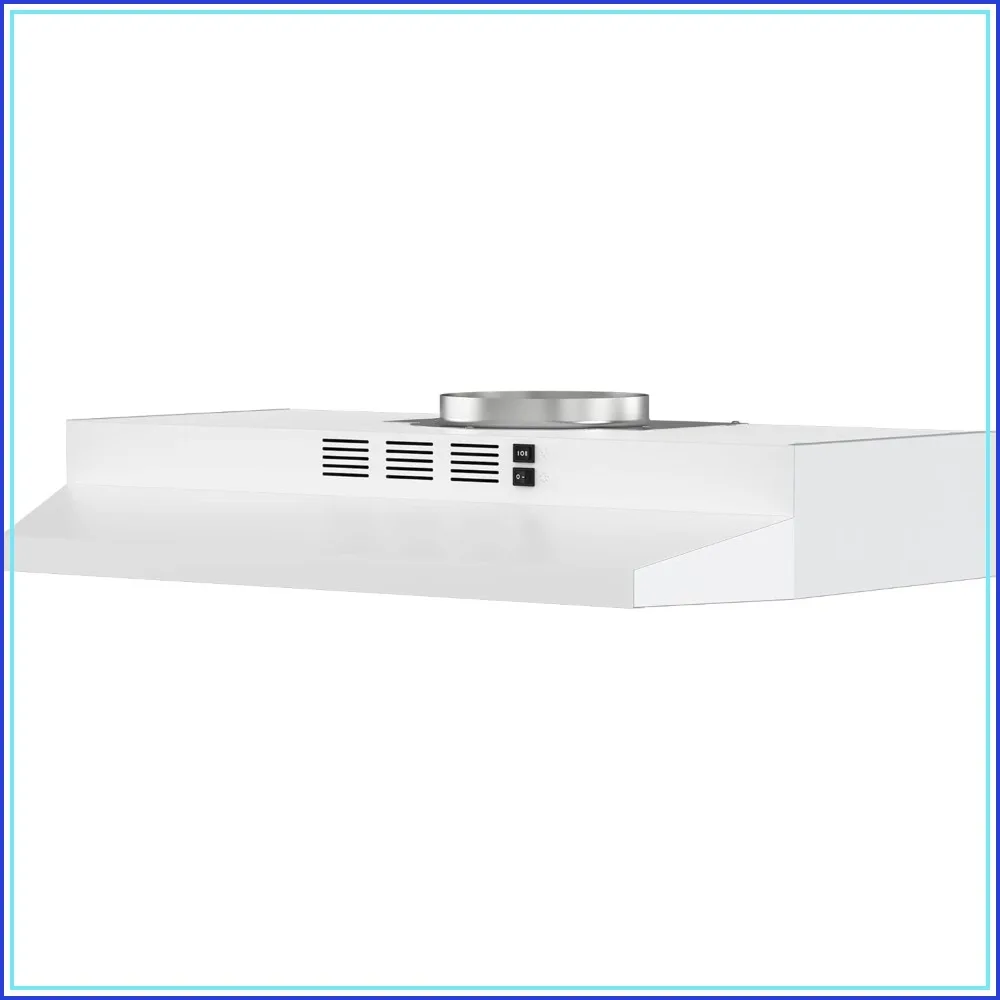 

30 Inch Under Cabinet Range Hood, 2 Speed Exhaust Fan, Ducted/Ductless Convertible, Rocker Switch, 300 CFM, Aluminum Filter