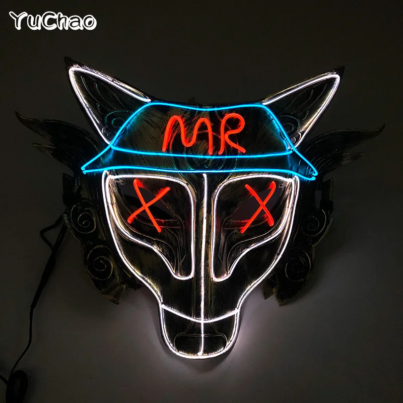 

LED Wolf Head Mask Masquerade Party Cosplay Wolf Led Masks Hip-hop Mask Ghost Dance Glow Haunted House Mask Gift