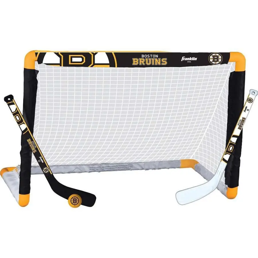 

Sports NHL Mini Hockey Set Kids Indoor Knee Hockey Goal, Ball, 2 Stick Combo Youth Team Indoor Toy Set Official Ages 3