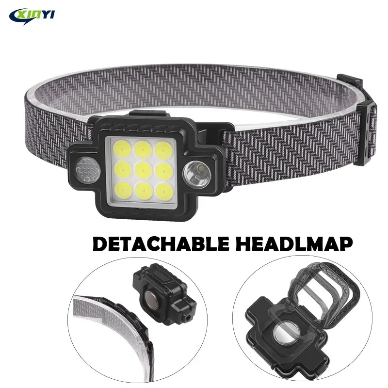 Multifunctional  Removable COB+XPG LED HeadLamp USB TYPE-C Charging LED Flashlight,Magnetic Work Lamp,Night Riding Headlight