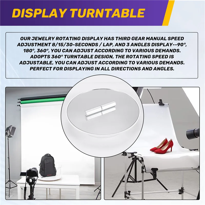 ABRW-Motorized Rotating Display Stand, 7.87Inch,Mirror Covered 360 Degree Turntable Display Stand For Photography