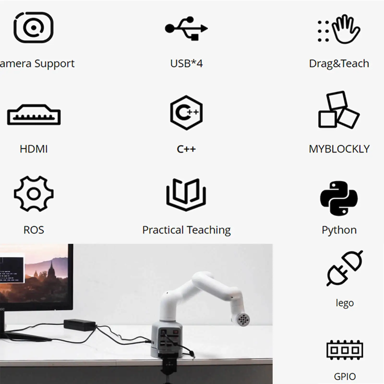 Jetson Nano Cobot robotic arm,robotic developing kit SDK for stem education project,Raspberry Pi 6 joints AI Collaborative Robot