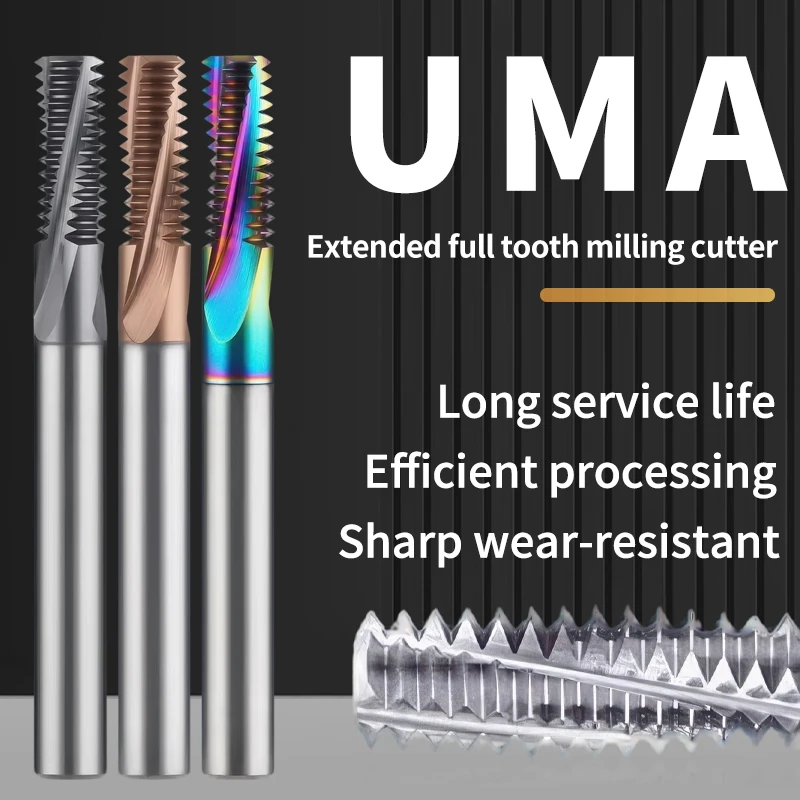 

GULING 1PCS Full Thread Milling cutter Carbide Tungsten Steel M3 M3.5 M4 M5 M6 M8 M10 M12 M14 M16x100L mills cutter High Quality