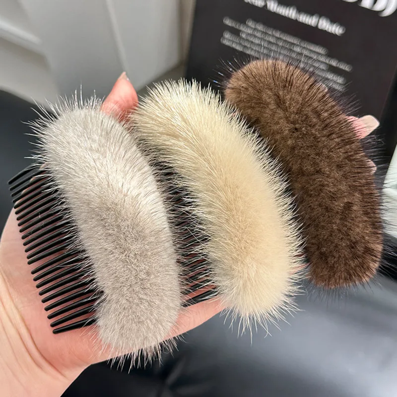 

Заколка для волос из меха норки, женская заколка для волос с челкой, аксессуар для волос, боковая заколка для девочек, модное плюшевое украшение для волос, роскошный зажим Bb