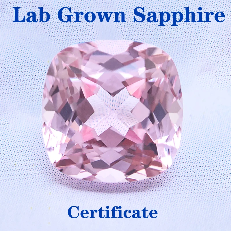 

Top Lab Grown Sapphire Square Cushion Sakura Pink Color VVS1 Selectable AGL Certificate Charms Beads Diy Jewelry Making Material