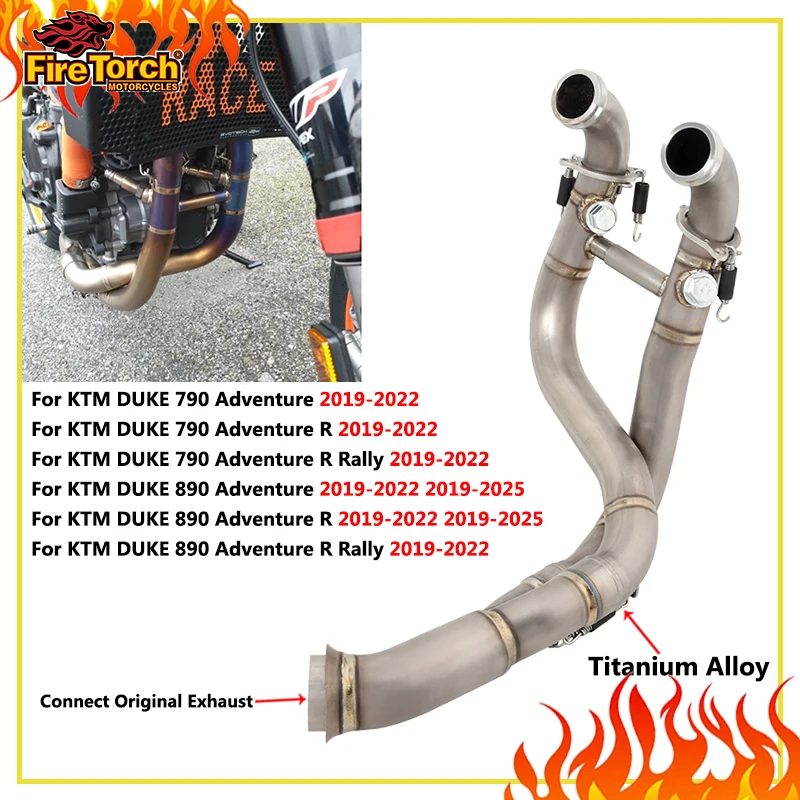 Slip On For KTM DUKE 790 ADV 890 Adventur R Rally 2019-2022 Motorcycle Exhaust Titanium Escape Front Link Pipe Original Muffler