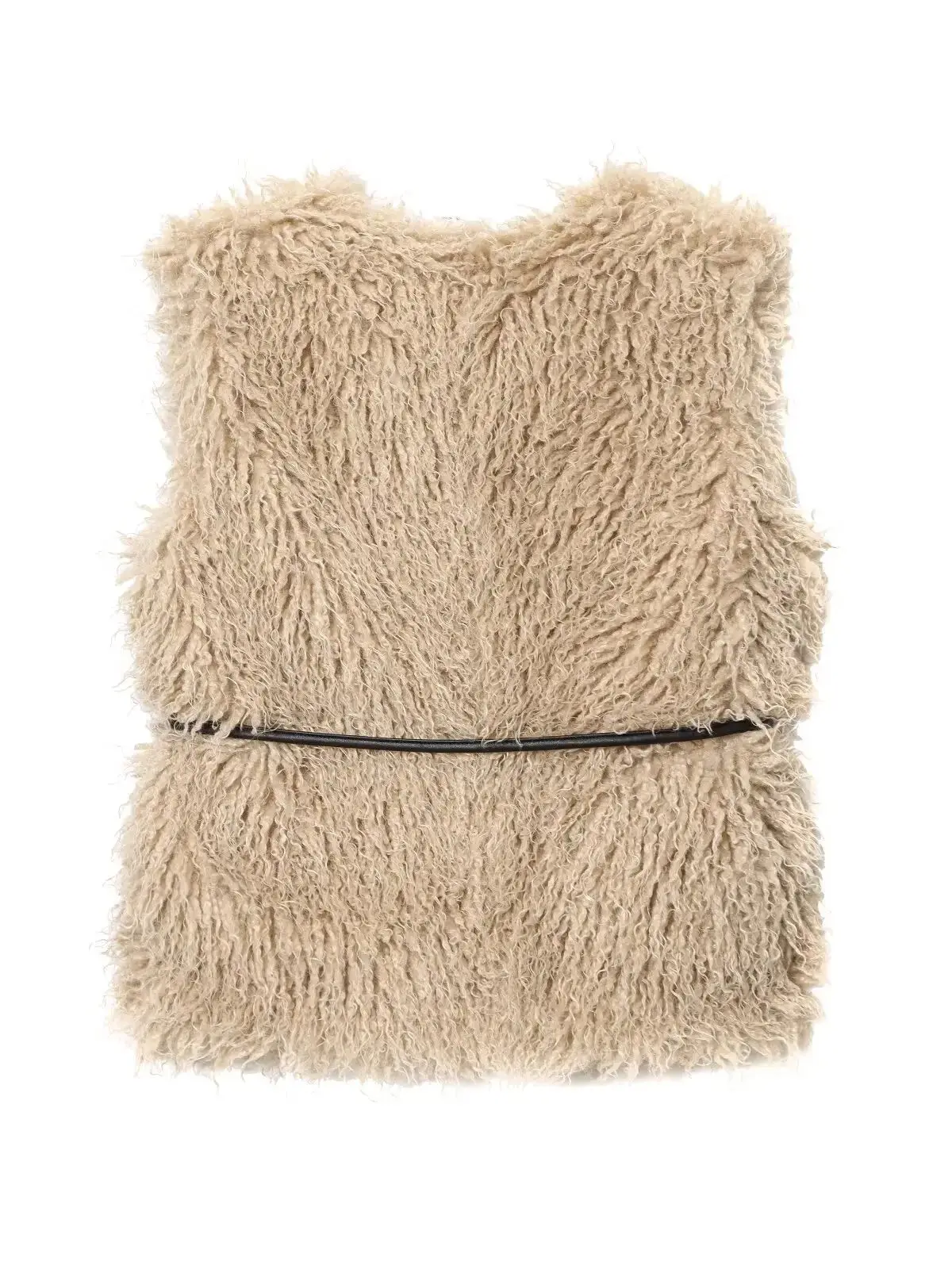 2026 Autumn Winter Women's Elegant Sleeveless O-neck Faux Fur Vest Jackets Lady High Vintage Chic Warm Loose Lace-up Waistcoats