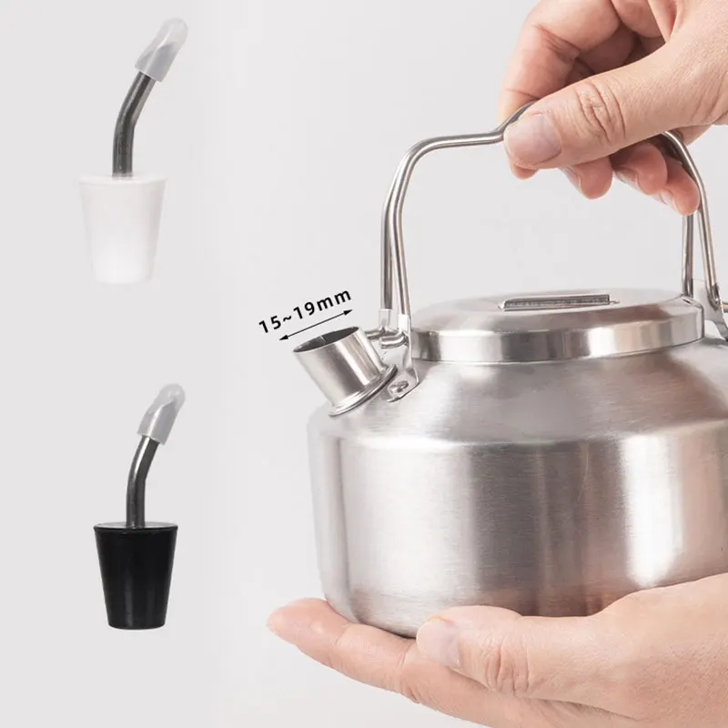 Coffee Kettle Teapot Nozzle, Extended Kettle Spout Corrosion Odorless Stainless Steel Outdoor Kettle Spout with A Spout Brush