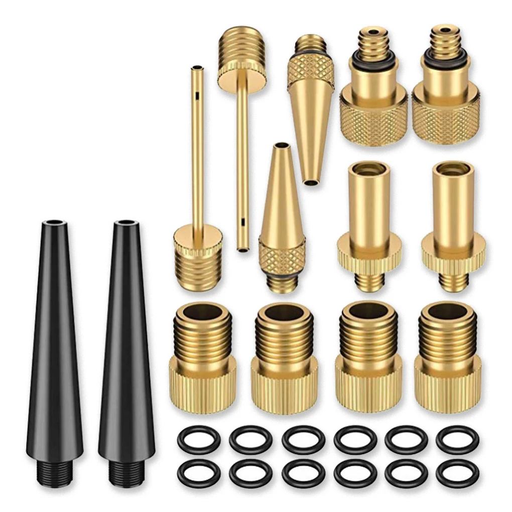 

26pcs Copper Bike Valve Adapter Set Pump Inflator Kit for Bicycle Tires Football Cycling Accessories