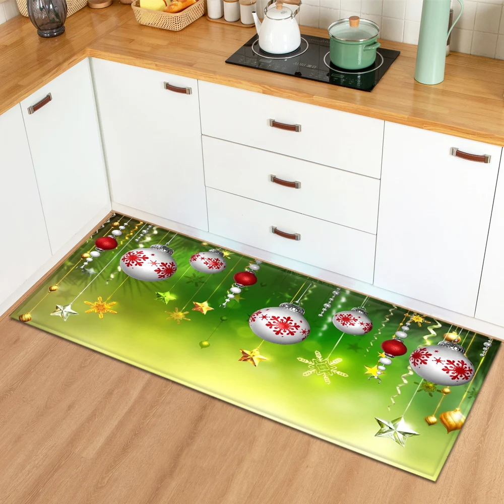 Christmas Kitchen Foot Mat Home House Entrance Doormat Living Room Bedroom Balcony Decoration Floor Carpet Hallway Bath Door Rug