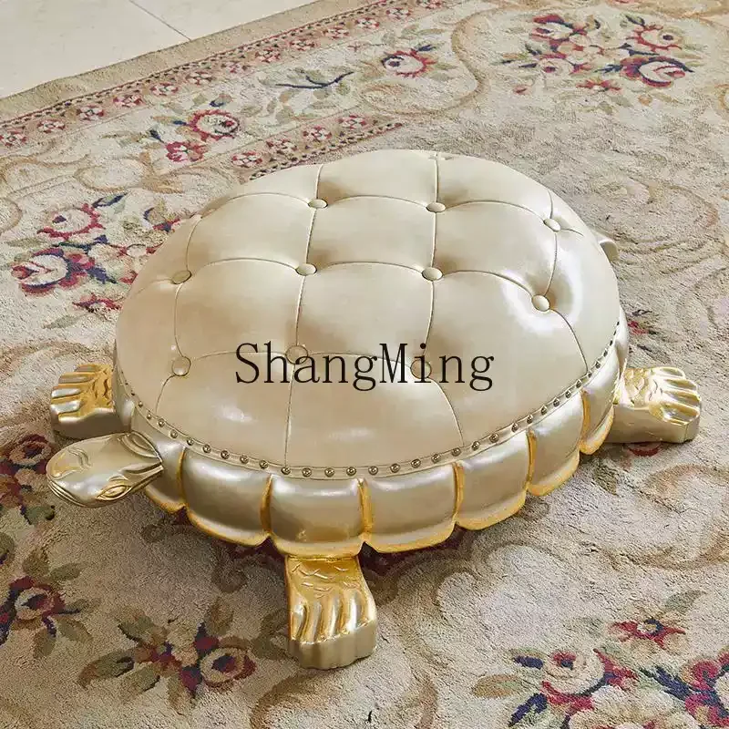 DHY solid wood stool living room sofa pedal luxury shoe changing stool leather stool