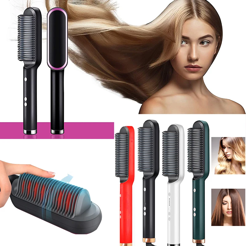Best-selling professional ceramic coating hair straightening brush, portable electric styling tool, suitable for use in salons