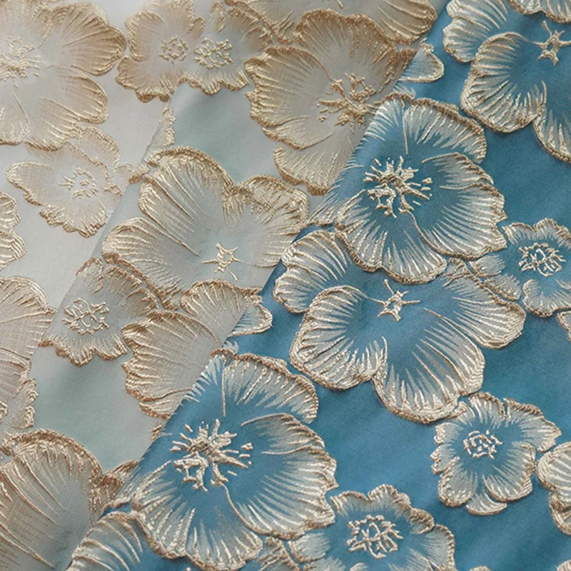 Exquisite 3D Flower Embossed Bubble Fabric Elegant Fashion Texture Fabric for Sewing Home Textiles Upholstery Bag Women Clothes