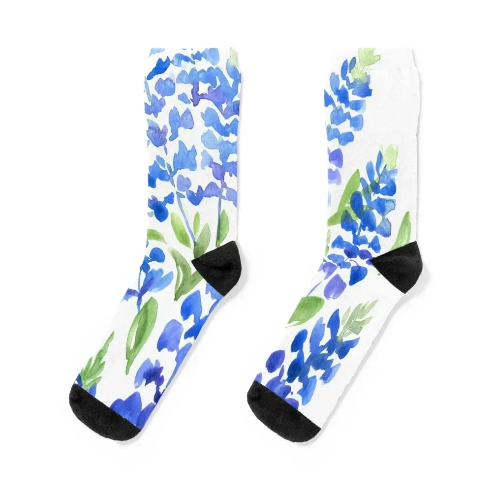 Watercolor Texas bluebells Socks anime professional running japanese fashion ankle Socks Men Women's