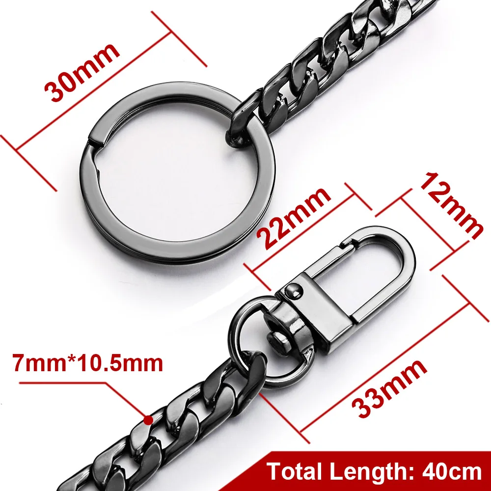 Chic 40cm KeyChains Metal Wallet Belt Chain Trousers Hipster Pants Hip Hop Rock Punk Street Keyring Anti-lost Key Hold DK404