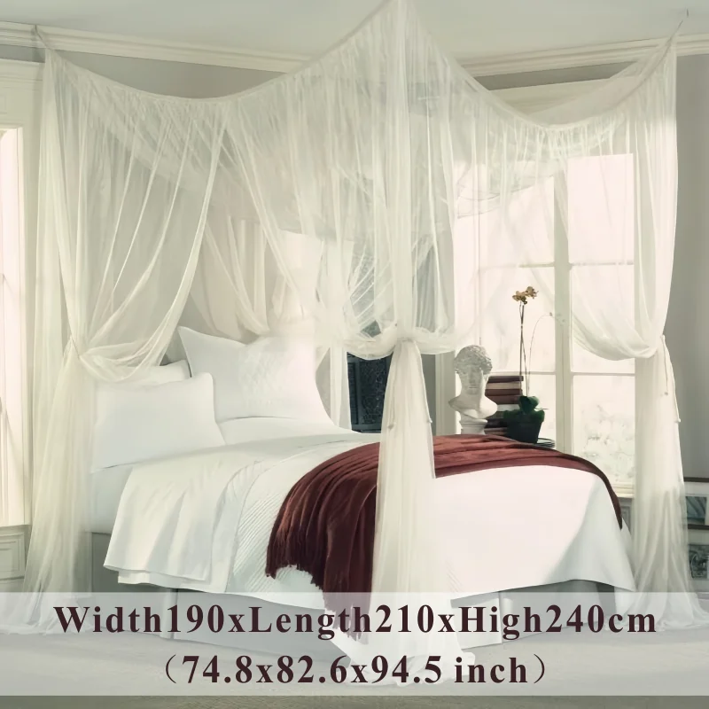 Camping 190x210cm 4 Corner Bed Netting Bed Mosquito Net 4 doords Square Bedding Accessories romantic Simple Summer Home Textile