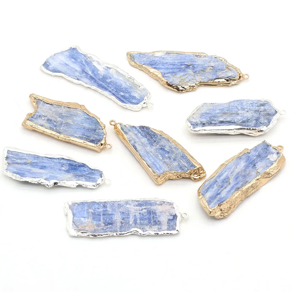 Natural Stone Blue Spodumene Rough Irregular Pendant For Jewelry MakingDIY Necklace Earring Hanging Accessories Charm Gift Party