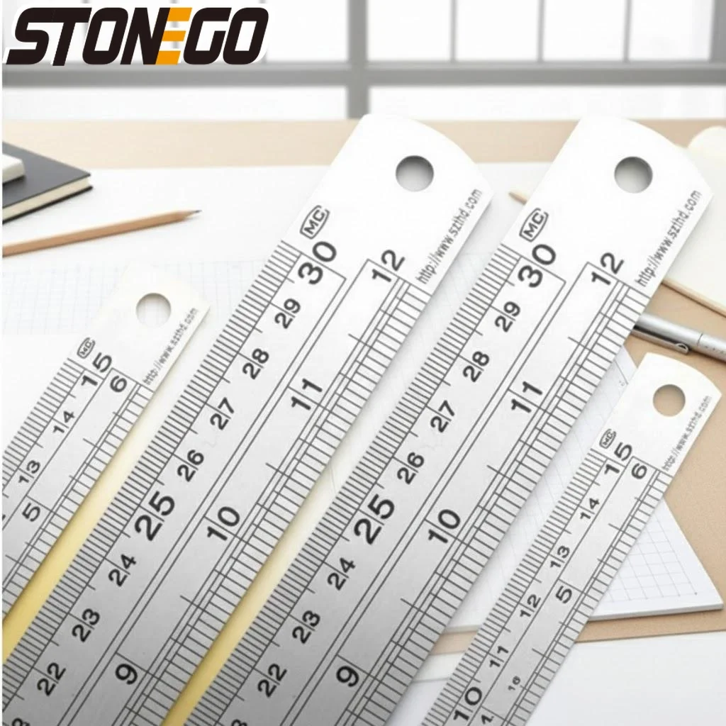 Stainless Steel Ruler Set 6 8 12 16 20 Inch Double Sided Graduation Scale Office Drawing Tools