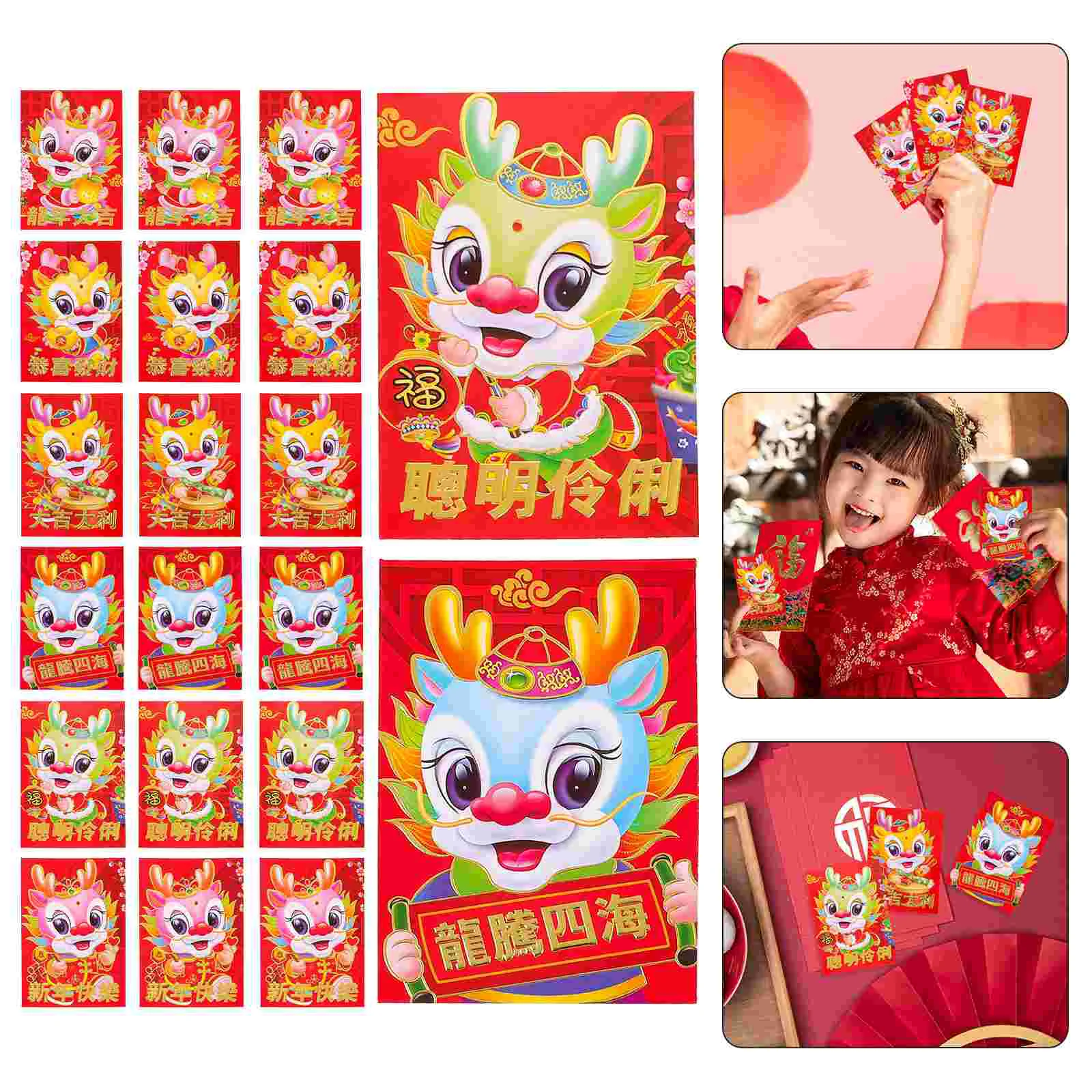 

Chinese Hongbao Red Packet Envelope Year Of The Dragon Money Holder Spring Festival Marriage Birthday Supplies Mixed Style