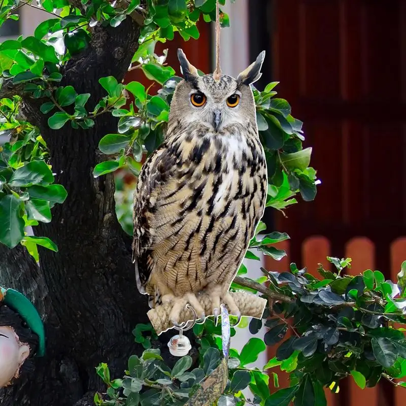 Bird Repel Scarecrow Fake Owl Decoy Plastic Owl Scarecrow Sculpture With Rotating Head And Sound Patio Balcony Garden Decoration