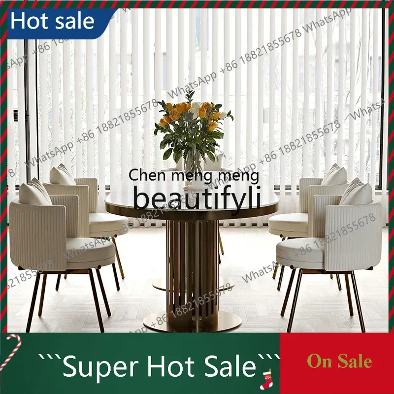 

3001 Minimalist light luxury oval marble dining table, high-end Italian-style large flat-floor villa