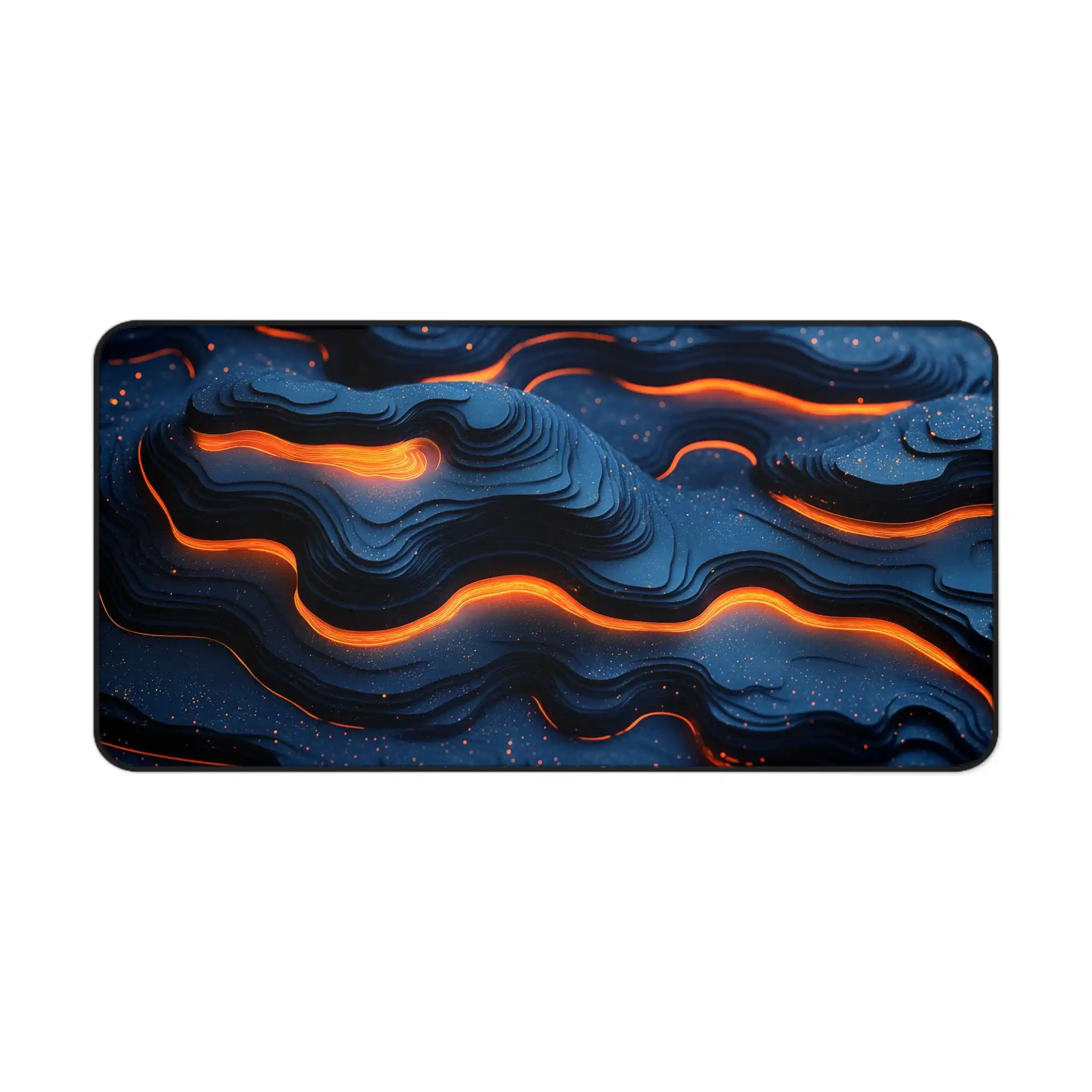 3D Abstract Wave Office Mat Orange Blue Topographic Gaming Mouse Pad Large Modern Style Desk Pad Layers Digital Art XXL