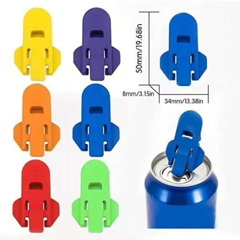 6PC Can Sealer Opener Tool - Handheld Plastic Beverage Lid Dustproof Cover Sealing Gadget