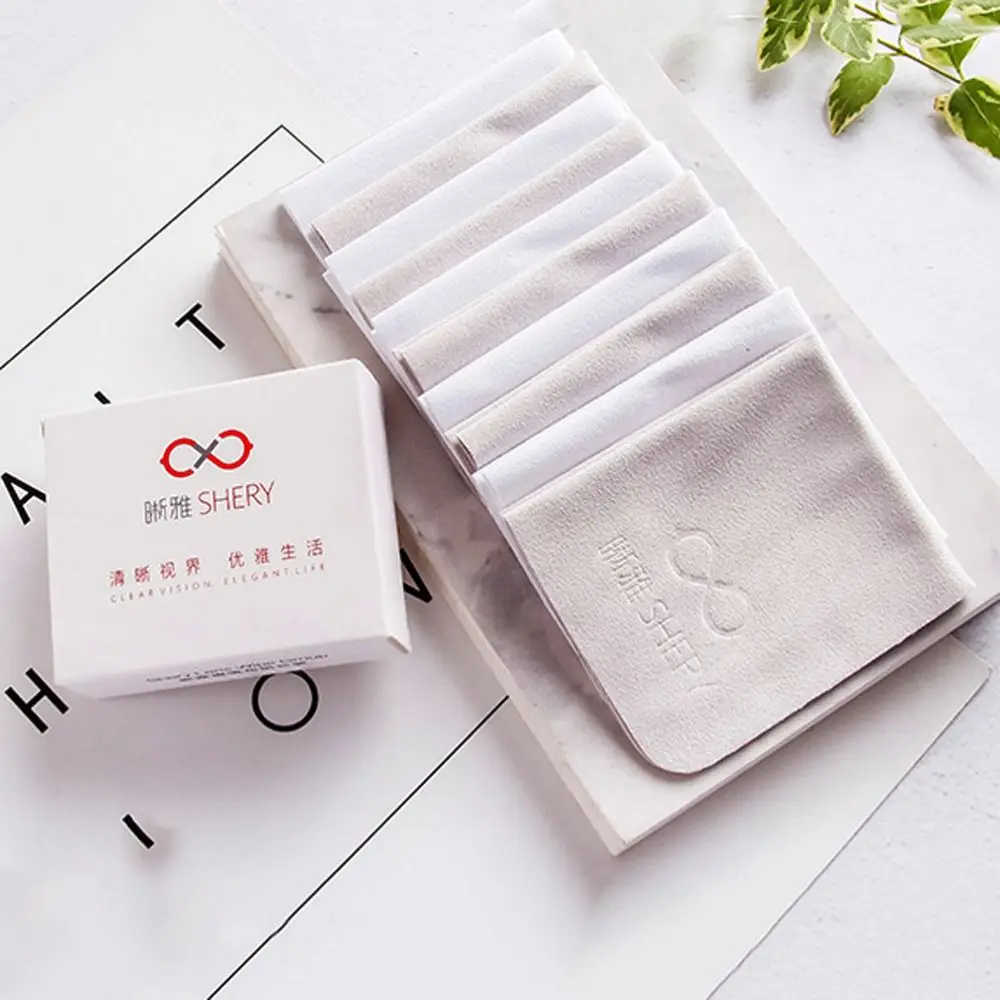 10Pcs Letter Glasses Cleaner Cloth Solid Color Soft Lens Cleaner Cloth Lens Phone Screen Glasses Clean Sunglasses Cleaning Wipes