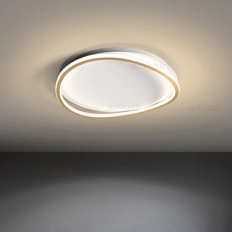 Silica Gel Ceiling Lamp Curved Metal Platfond Light Luxury Hotel Cafe Living Dining Bedroom Creative Round LED Lighting