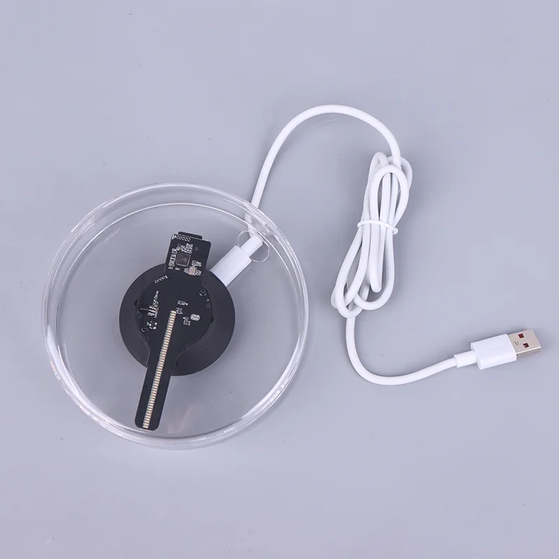 1 قطعة أضواء الإعلان المجسم ثلاثية الأبعاد LED نموذج سطح المكتب شاشة مروحة مع تشغيل الصوت مع غطاء شفاف مروحة ثلاثية الأبعاد