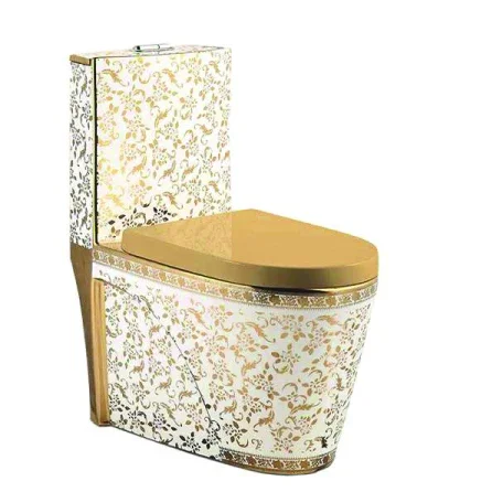 Toilet with a Gold Pattern, Bathroom Black, Floor Drain, Novel Design, Luxury Style