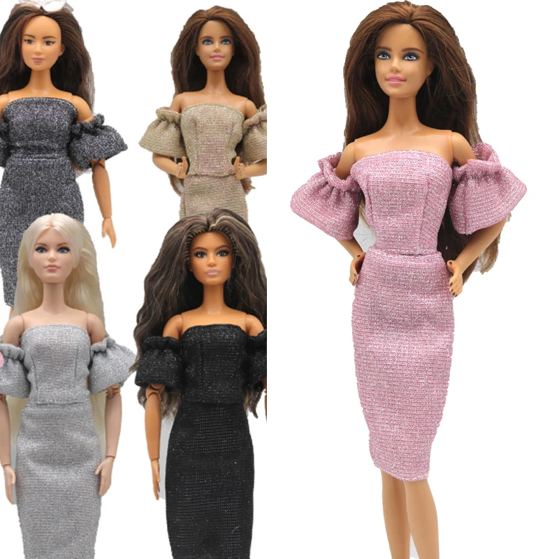 

30cm 1/6 Doll DIY Elegant Puff Sleeves Top Dress Set Daily Wear Accessories Clothes For Barbie Doll Toys Birthday Gifts