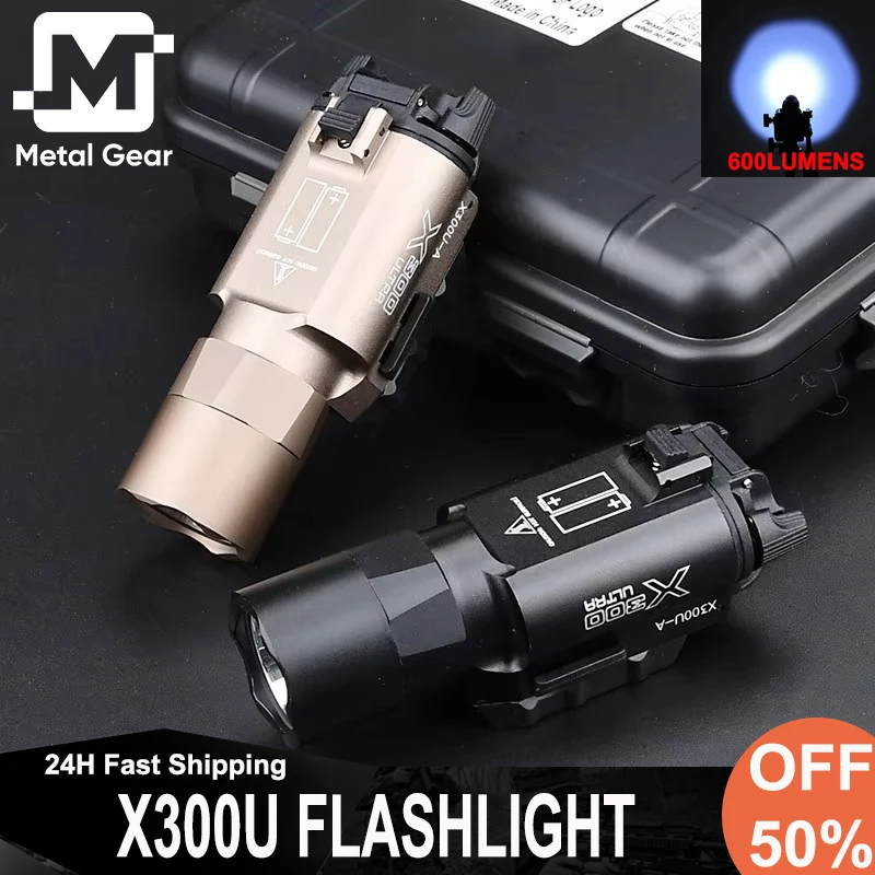 

WADSN Airsoft X300U Flashlight Pisto Scout Lamp X300u 600 Lumens White LED Light Hunting Weapon Spotlight 20mm Picatinny Rail