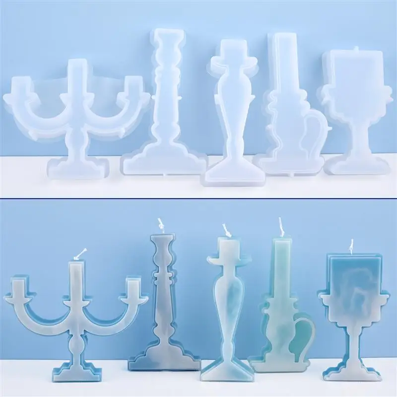 

Candlestick Shape Candle Silicone Mold DIY Aromatherapy Gypsum Plaster Casting Mould Candlestick Soap Resin Molds Home Decor