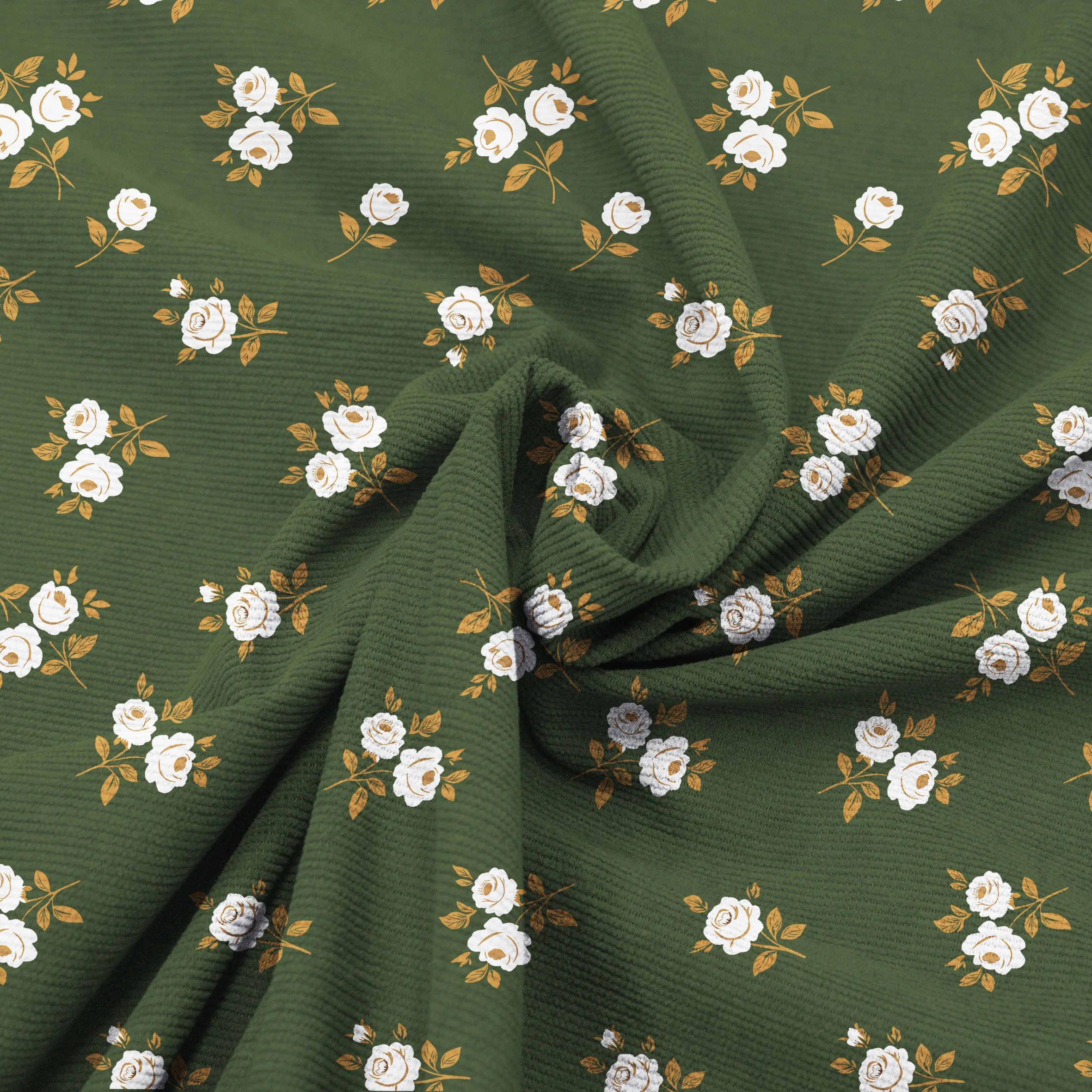 Small Floral Print Soft Corduroy Fabric for Garment Jackets Pants Fashion Daily Use Material