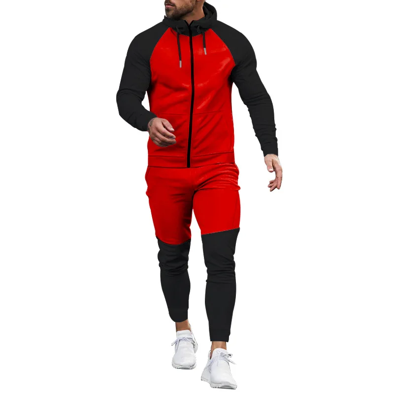 2024 cross-border autumn and winter new color matching sports suit casual sports suit men\'s clothing