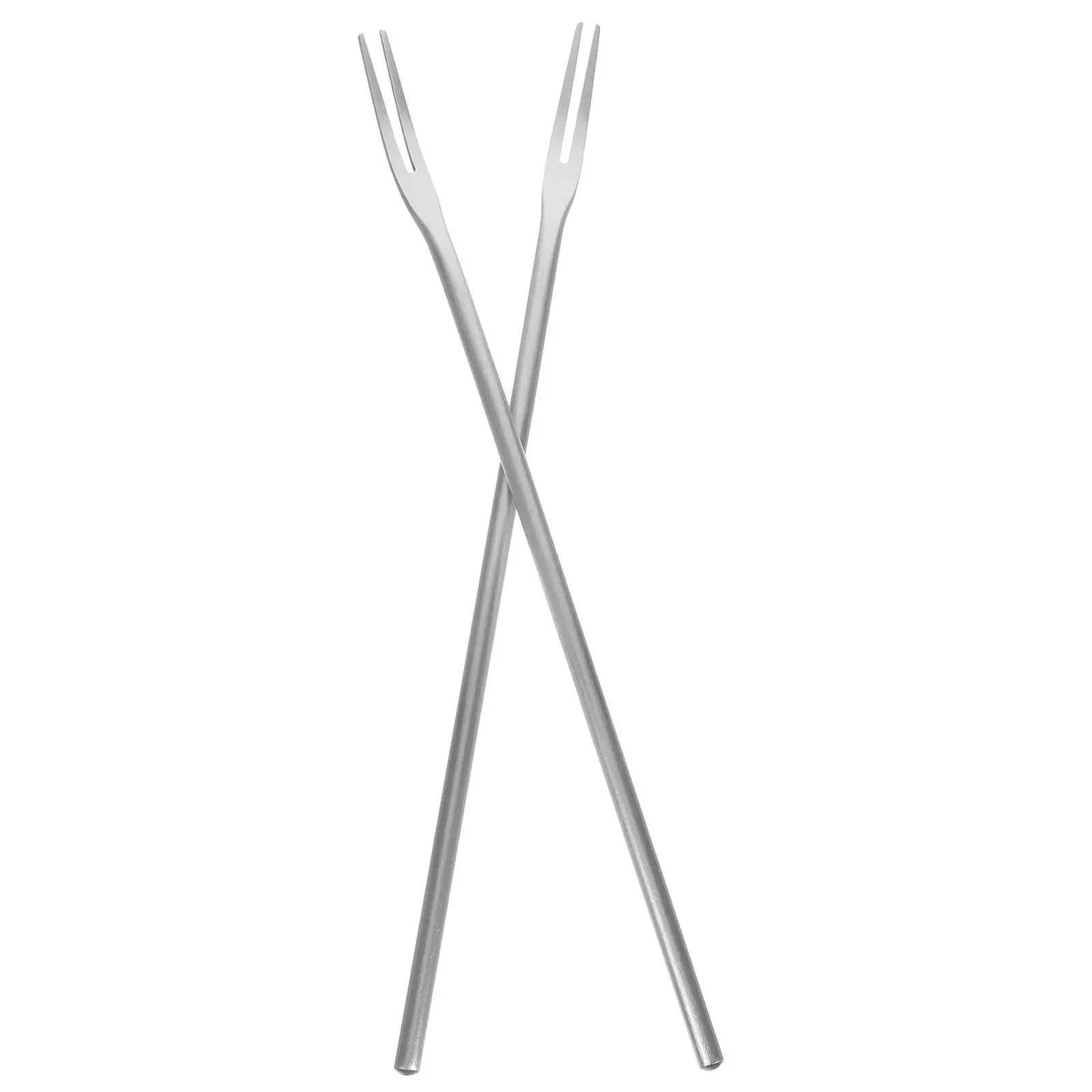 2 Pcs Small Fruit Fork Two-prong Forks Cake Serving Steel Dessert Long Food Picks