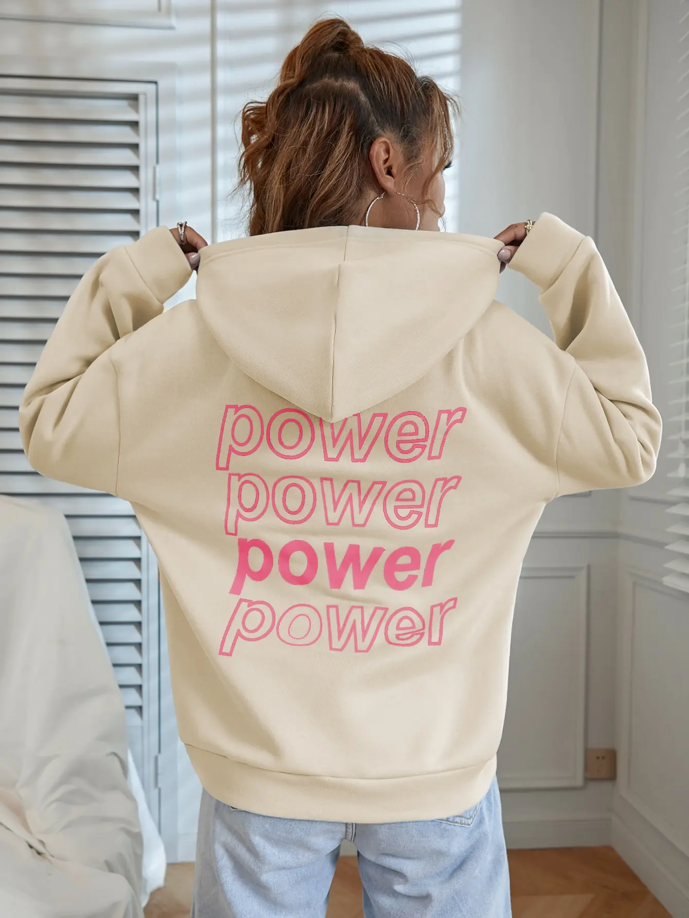 

Power And Power Cotton Hooded Individual Soft Sportswears Niche Comfortable Sportswears Essential Harajuku Women Sweatshirt