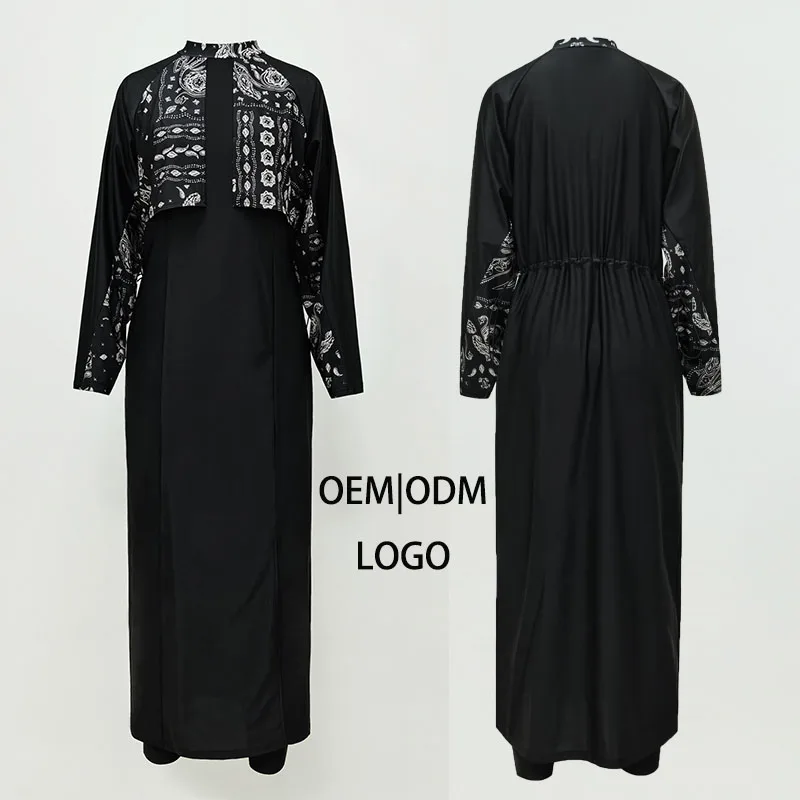 

Wholesale New Arrival Oem Female Modest Islamic Swimsuit Muslim 3 Piece Set Black Muslim Swimwear for Women Burkinis