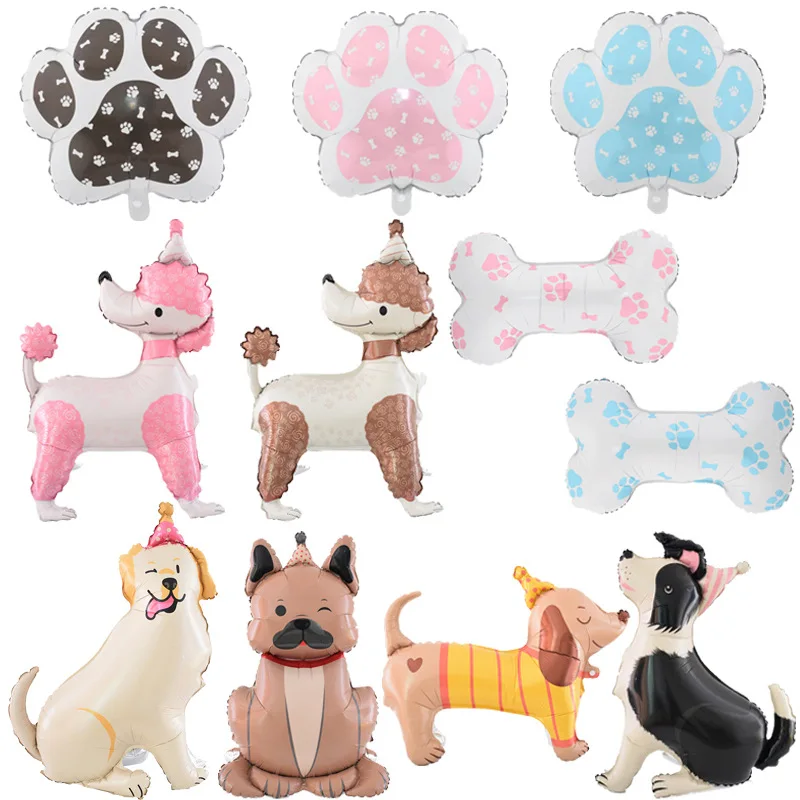 New standing cartoon animal,bulldog, shepherd, poodle, puppy, pet, birthday party decoration, aluminum foil balloon